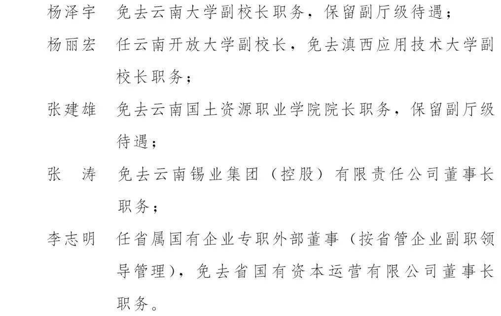 云南省委最新人事任免动态